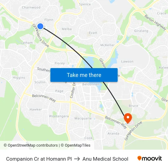 Companion Cr at Homann Pl to Anu Medical School map