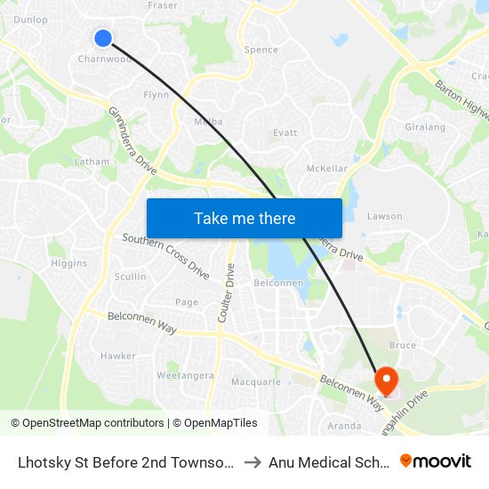 Lhotsky St Before 2nd Townson Cr to Anu Medical School map