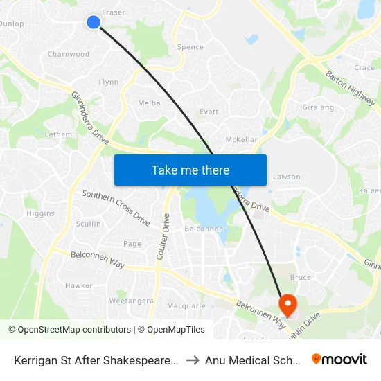 Kerrigan St After Shakespeare Cr to Anu Medical School map