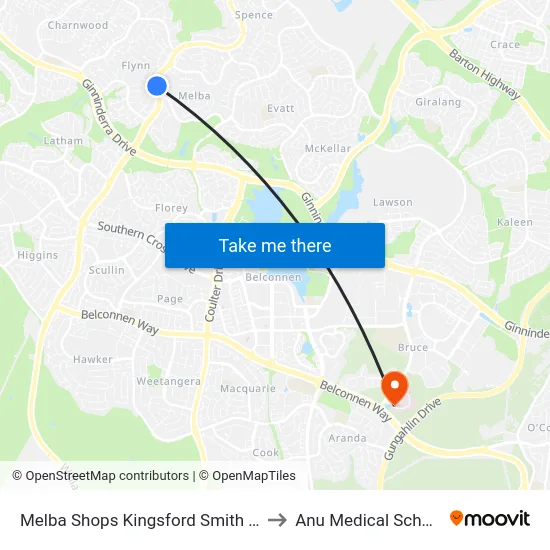 Melba Shops Kingsford Smith Dr to Anu Medical School map