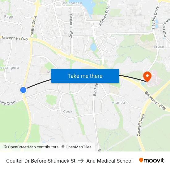 Coulter Dr Before Shumack St to Anu Medical School map