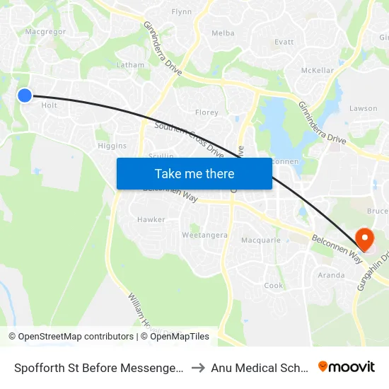 Spofforth St Before Messenger St to Anu Medical School map
