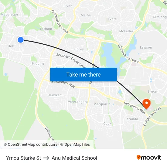 Ymca Starke St to Anu Medical School map