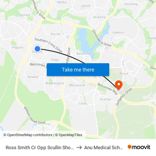 Ross Smith Cr Opp Scullin Shops to Anu Medical School map