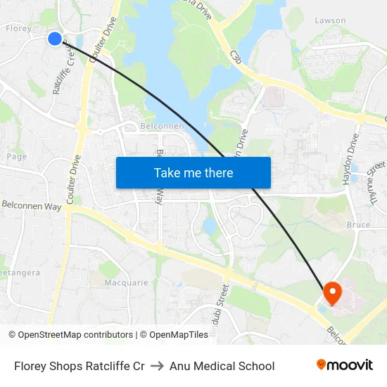 Florey Shops Ratcliffe Cr to Anu Medical School map