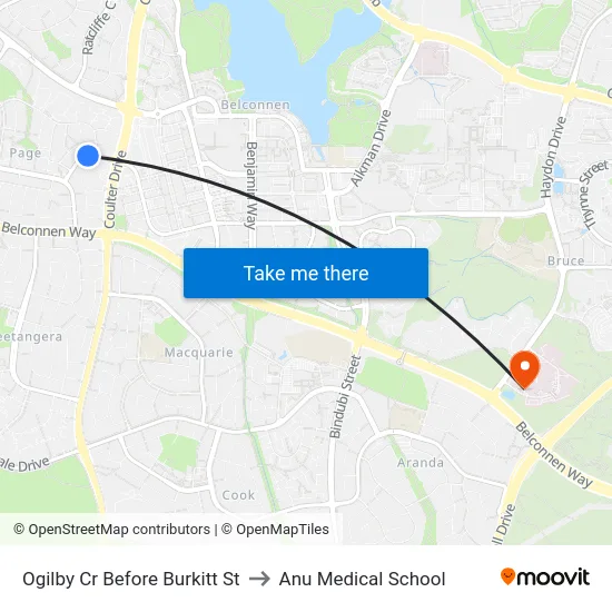 Ogilby Cr Before Burkitt St to Anu Medical School map