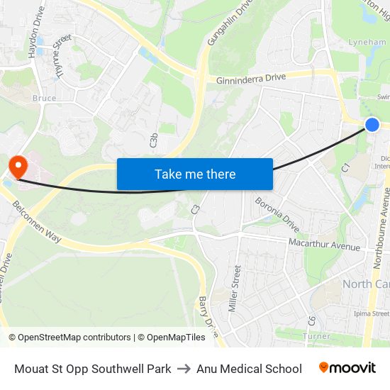Mouat St Opp Southwell Park to Anu Medical School map