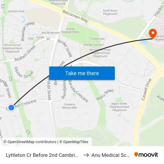 Lyttleton Cr Before 2nd Cambridge St to Anu Medical School map