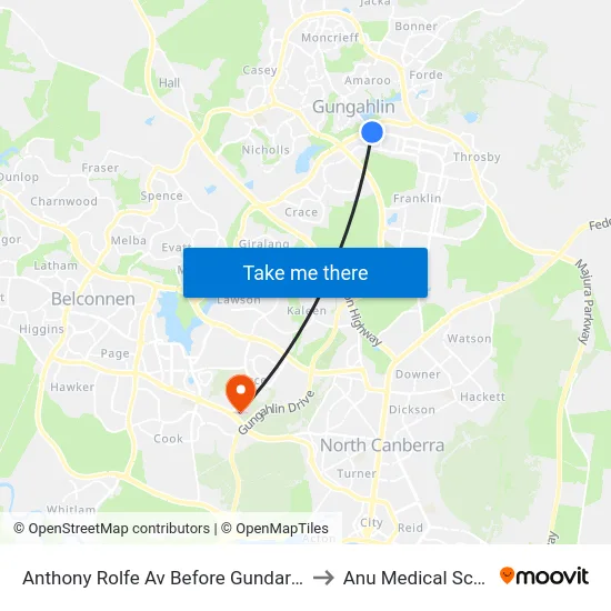 Anthony Rolfe Av Before Gundaroo Rd to Anu Medical School map