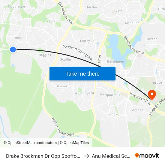 Drake Brockman Dr Opp Spofforth St to Anu Medical School map
