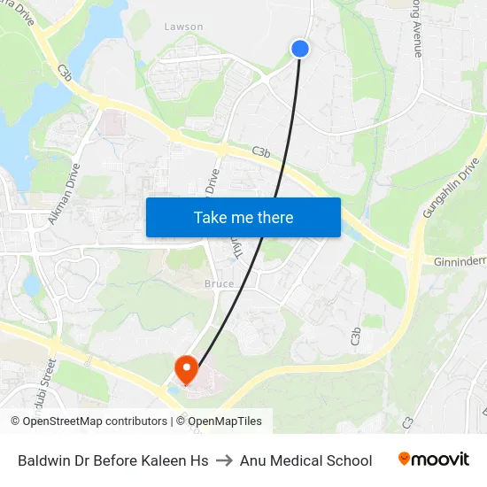 Baldwin Dr Before Kaleen Hs to Anu Medical School map