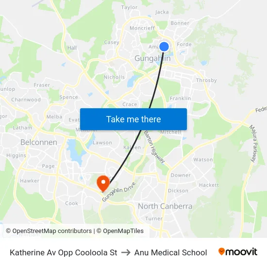 Katherine Av Opp Cooloola St to Anu Medical School map