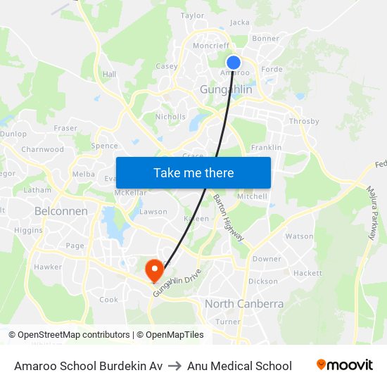 Amaroo School Burdekin Av to Anu Medical School map