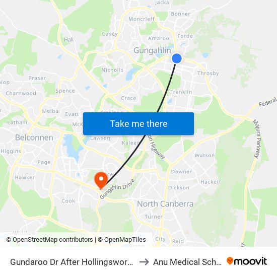 Gundaroo Dr After Hollingsworth St to Anu Medical School map