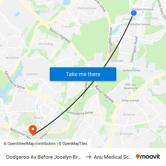 Oodgeroo Av Before Jocelyn Brown St to Anu Medical School map