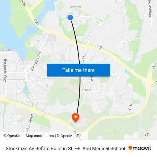 Stockman Av Before Bulletin St to Anu Medical School map
