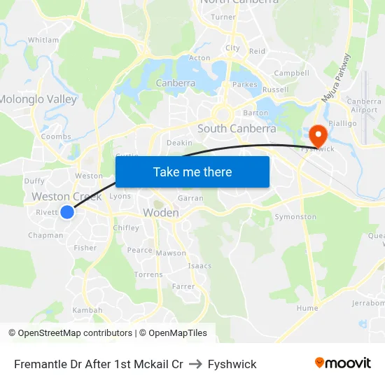 Fremantle Dr After 1st Mckail Cr to Fyshwick map