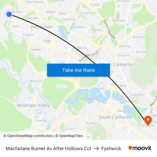 Macfarlane Burnet Av After Hollows Cct to Fyshwick map