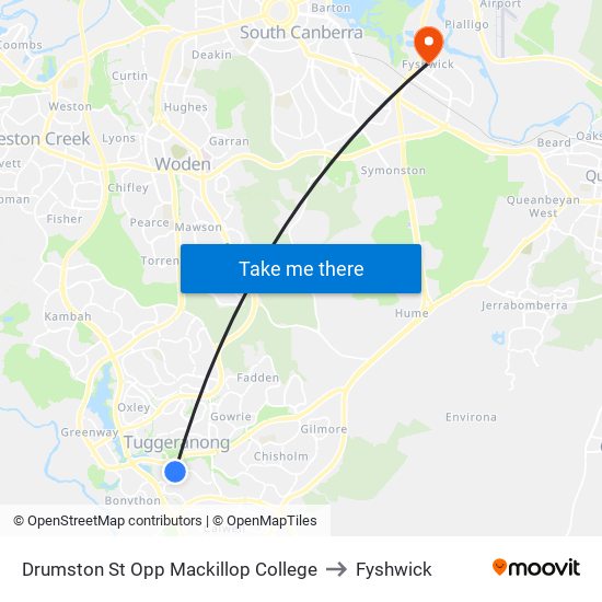 Drumston St Opp Mackillop College to Fyshwick map