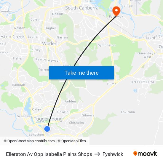 Ellerston Av Opp Isabella Plains Shops to Fyshwick map