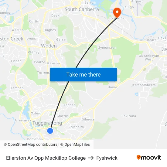Ellerston Av Opp Mackillop College to Fyshwick map