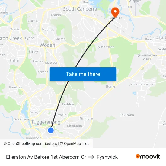 Ellerston Av Before 1st Abercorn Cr to Fyshwick map