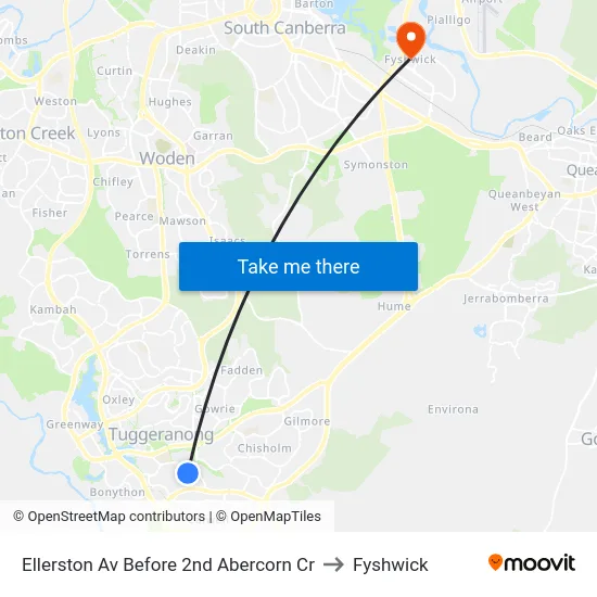 Ellerston Av Before 2nd Abercorn Cr to Fyshwick map