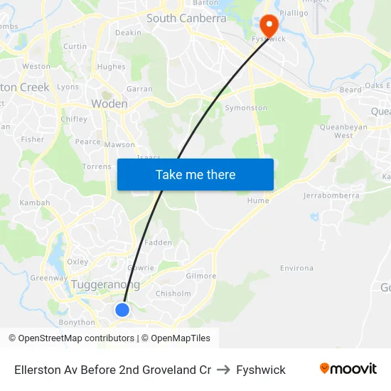 Ellerston Av Before 2nd Groveland Cr to Fyshwick map