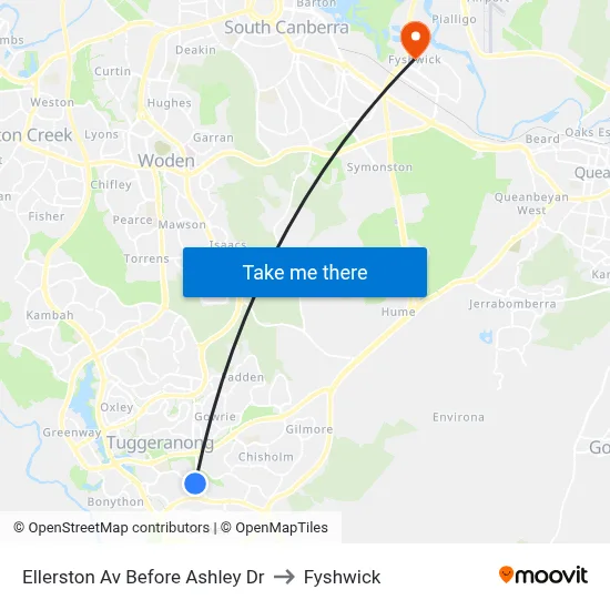 Ellerston Av Before Ashley Dr to Fyshwick map
