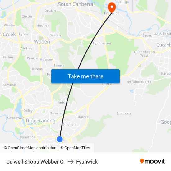 Calwell Shops Webber Cr to Fyshwick map