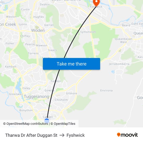 Tharwa Dr After Duggan St to Fyshwick map