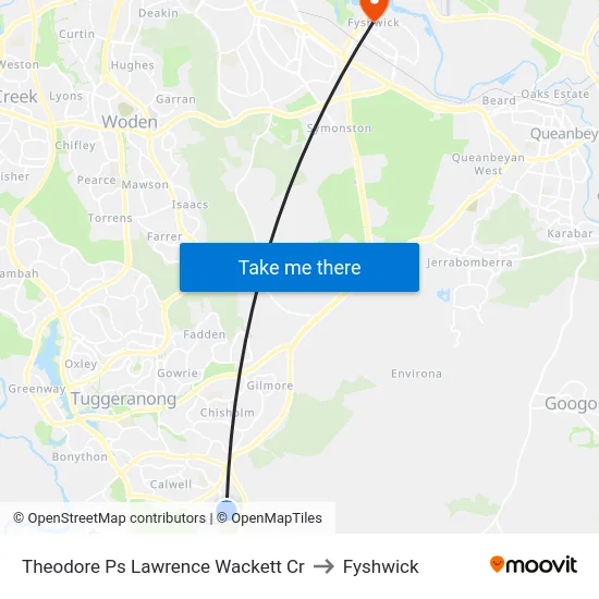 Theodore Ps Lawrence Wackett Cr to Fyshwick map