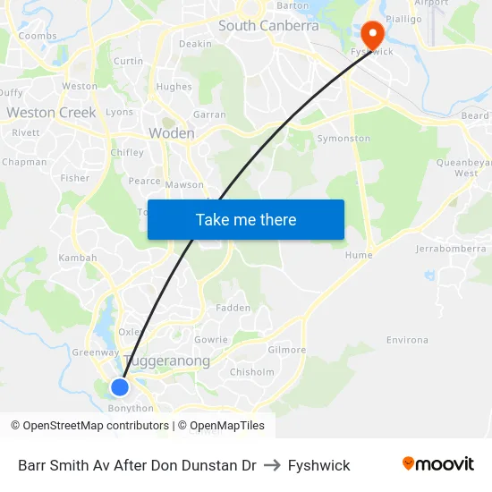 Barr Smith Av After Don Dunstan Dr to Fyshwick map