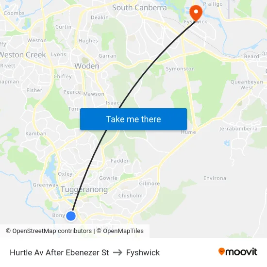 Hurtle Av After Ebenezer St to Fyshwick map