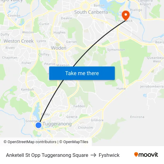 Anketell St Opp Tuggeranong Square to Fyshwick map