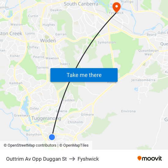 Outtrim Av Opp Duggan St to Fyshwick map