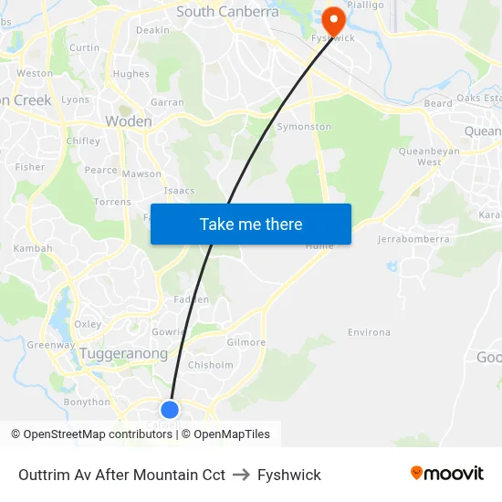 Outtrim Av After Mountain Cct to Fyshwick map