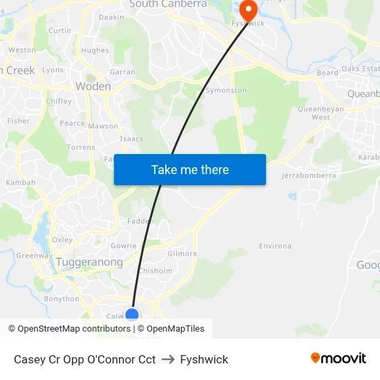 Casey Cr Opp O'Connor Cct to Fyshwick map