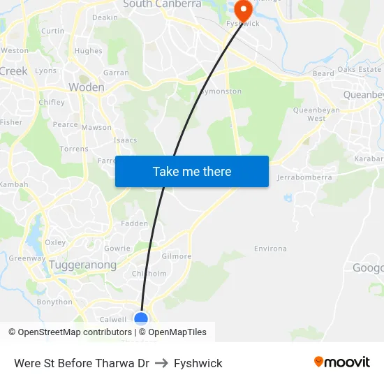 Were St Before Tharwa Dr to Fyshwick map
