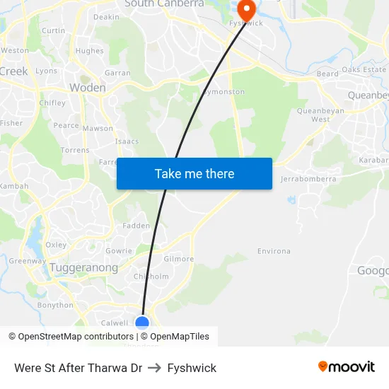 Were St After Tharwa Dr to Fyshwick map