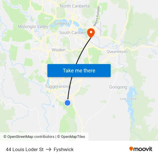 44 Louis Loder St to Fyshwick map