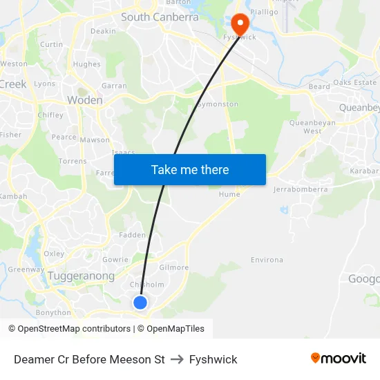 Deamer Cr Before Meeson St to Fyshwick map