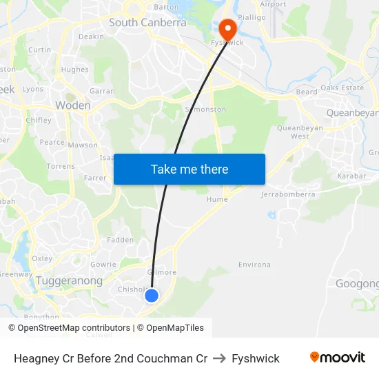 Heagney Cr Before 2nd Couchman Cr to Fyshwick map