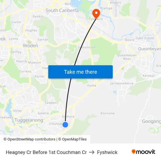 Heagney Cr Before 1st Couchman Cr to Fyshwick map