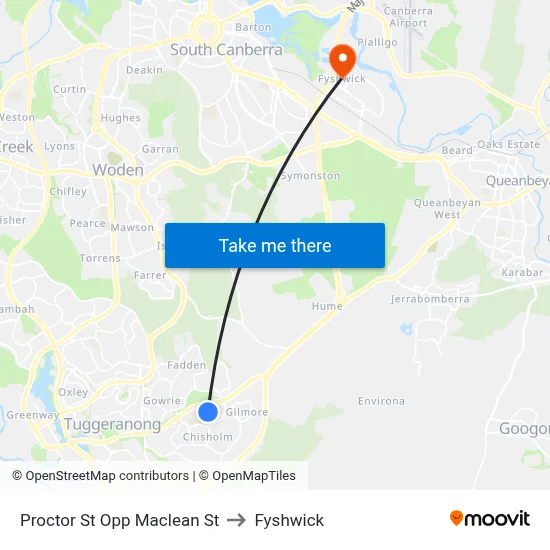 Proctor St Opp Maclean St to Fyshwick map
