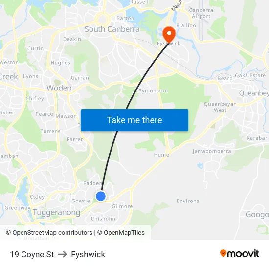 19 Coyne St to Fyshwick map