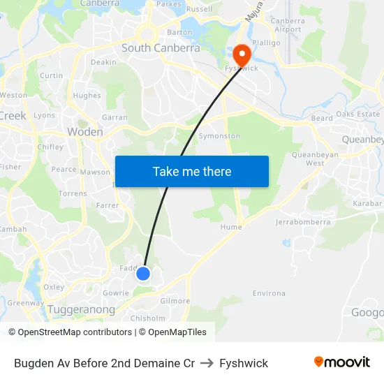 Bugden Av Before 2nd Demaine Cr to Fyshwick map