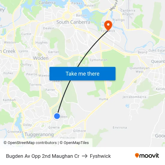Bugden Av Opp 2nd Maughan Cr to Fyshwick map