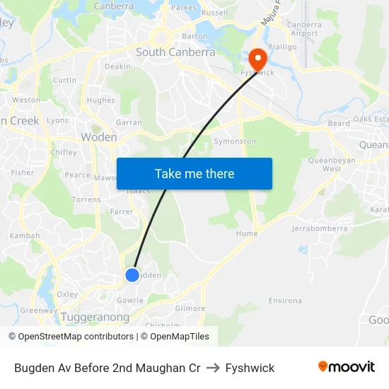 Bugden Av Before 2nd Maughan Cr to Fyshwick map