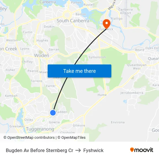 Bugden Av Before Sternberg Cr to Fyshwick map